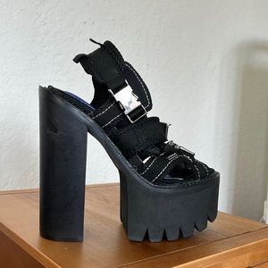 Jeffrey Campbell x Havana Last Platform Moto Heels, sz 6.5